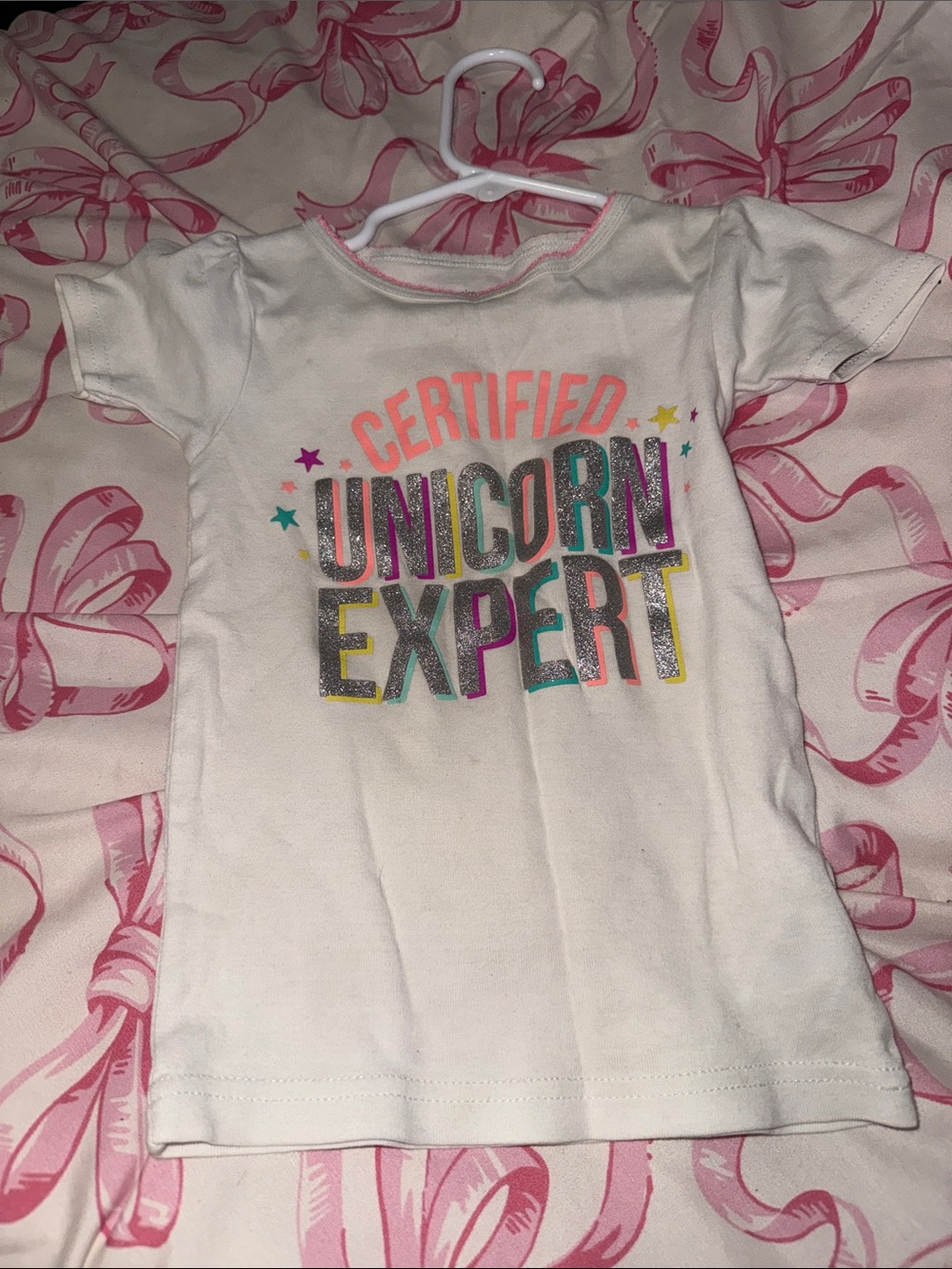 Certified Unicorn Expert Girls' White Short-Sleeve Tee